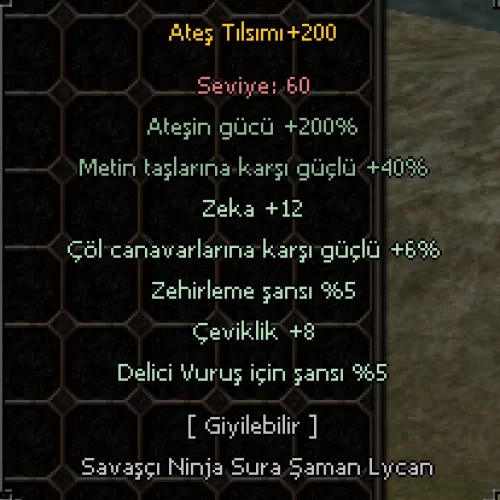  +200 Ateş Tılsım
